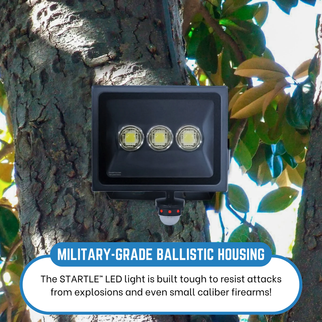 STARTLE Military - Grade LED Security Light  | Outdoor Motion Detection Home Security Flood Light | Brightest LED Floodlight Motion Sensor | Security Motion Detector Anti-Theft Light